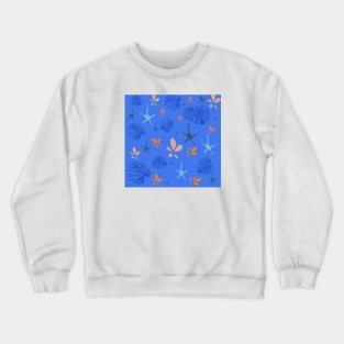 Blue leaves pattern Crewneck Sweatshirt